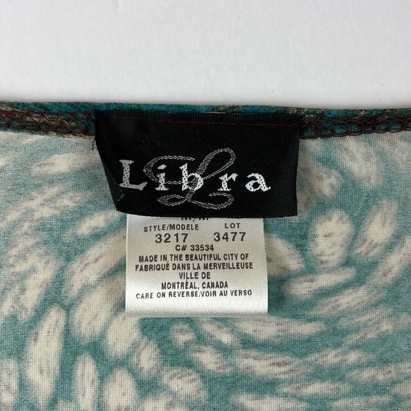 Libra Teal Gold Metallic  ¾ Sleeve Cowl Neck Top - Picture 3 of 10